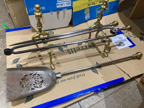 Antique brass set fire - 3,