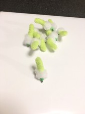 3 x white eggstasy and chartreuse mop flies with fl. green bead size 12