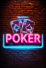 Poker Neon Look  Metal sign, Poker Plaque, Neon Look Sign