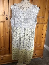 Size 14 White Stuff Lemon Tourmal Multi Patterned Summer Tunic Top Mini Dress 