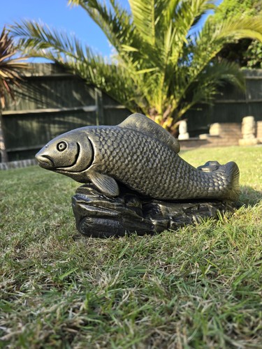 Stone garden koi - stone, bronzed