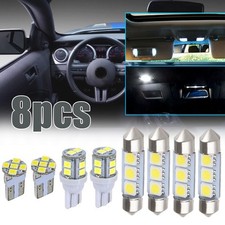 8x White Car LED Dome Map License Plate Light Bulb LED Package Kit Accessories