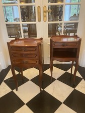 Pair of Louis XV French Vintage Cherrywood Bedside Tables with Drawers