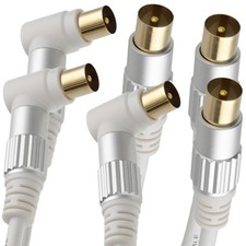 Pro HQ Metal RF TV Aerial Cables for TV Faceplate Straight/Right Angled Fly Lead