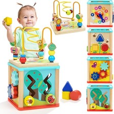 TOP BRIGHT Wooden Shape Sorter Activity Cube Toys for 1 Year Old Baby - 1st... 