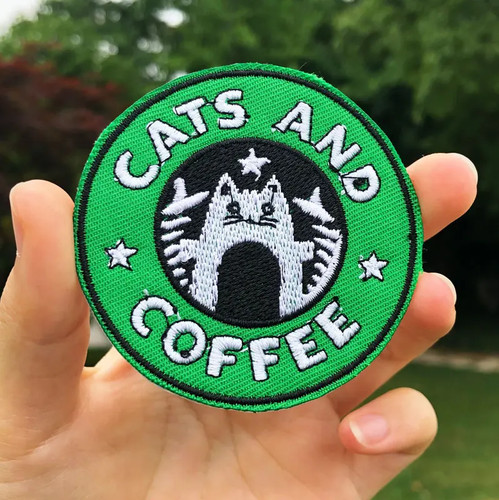 Cats and coffee embroidery sew - cats,