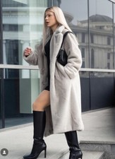 Zara Long Faux Fur Coat Cream