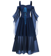 Halloween Ladies Renaissance Medieval Gothic Witch Costume Fancy Dress Cosplay