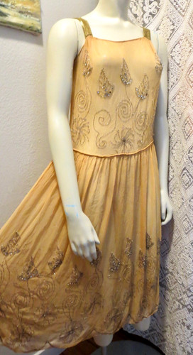 1920s silk beaded flapper - silk,