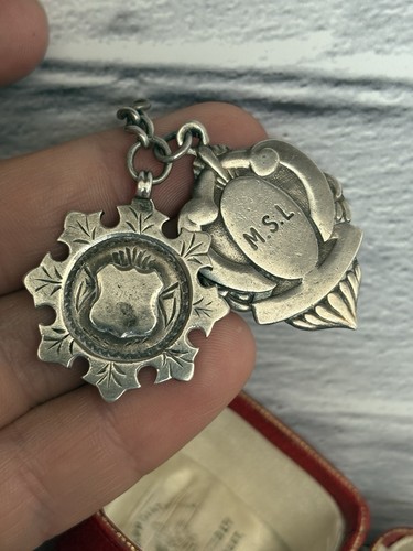 Sterling silver shield - fobs, on