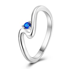 MULA European Streamline Finger Ring Blue AAA CZ For Women Jewelry 925 Silver
