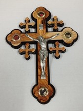 12 Inch Crucifix Wall Hanging Jesus Cross Jerusalem Handmade Olive Wood Gift