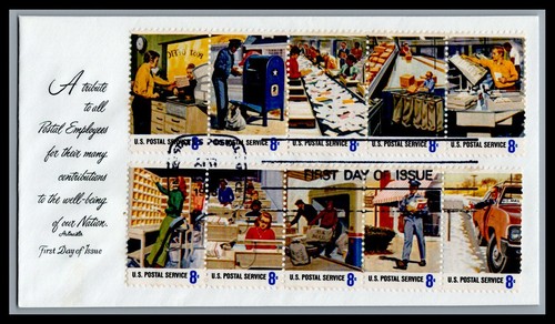 Fdc 1489 1498 8c postal - us,