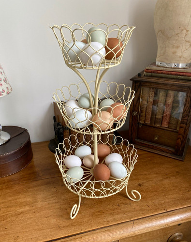Cream metal tier - 3-tier, wire
