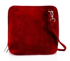 Vera Pelle Genuine Suede Leather Crossbody Bag | Made in Italy | Small Box Shape