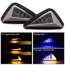 2X Motorcycle LED Turn Signal Light Flush Mount Indicator Flowing Amber Blue DRL