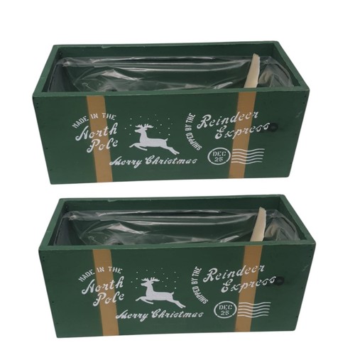 Festive wooden planter - wooden,