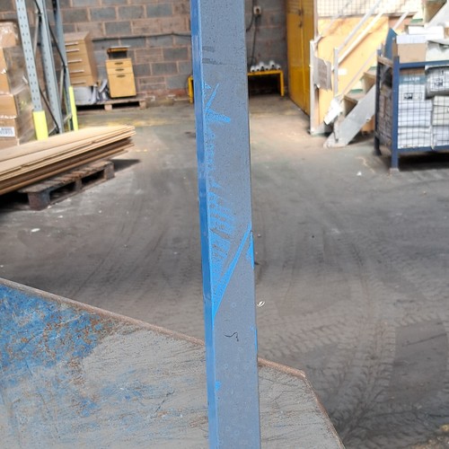 Blue painted metal support - painted,