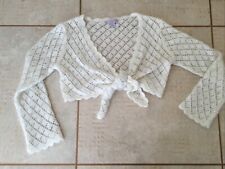 Monsoon Cream Lambs Wool & Angora Blend Sequin Shrug Bolero Age 4-8 Soft Fluffy.