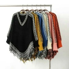 Women Tassel Fringe Poncho