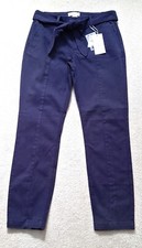 Ladies Navy Belted Canvas Trousers By Linea Tesini Size 12 BNWT