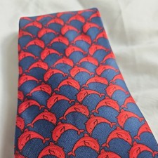 Mens Silk Designer Tie RACK BEAUFORT Dolphin Pattern Made In Italy Gorgeous 