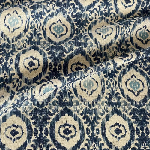 Indigo ikat linen look - indigo,