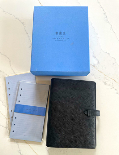 Smythson black leather ring - black,