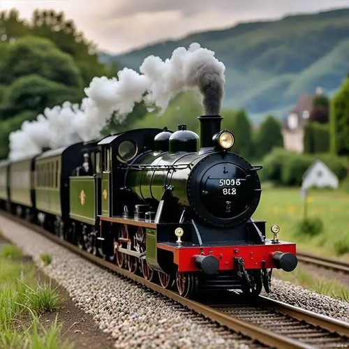 Retro train set track steam - train,