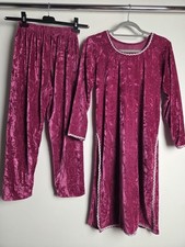 Girls Pink Velvet Salwar Kameez Indian Age 11 to 12