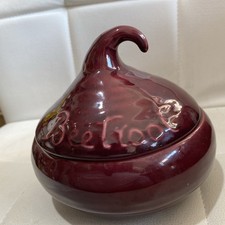 Vintage Red Ceramic Beetroot Lidded Storage Jar Pot