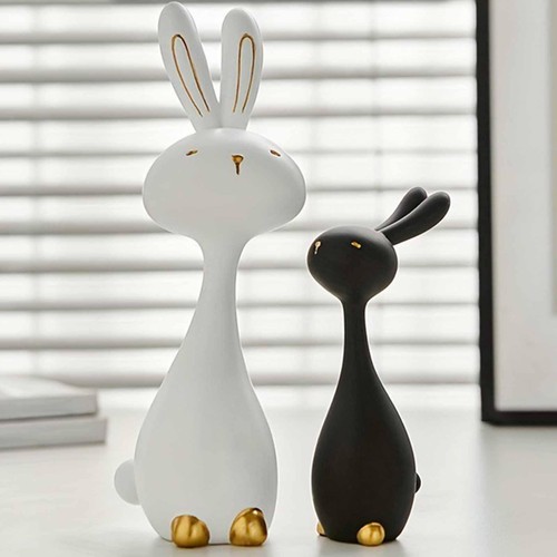 Bunny statues animal art - 2x,