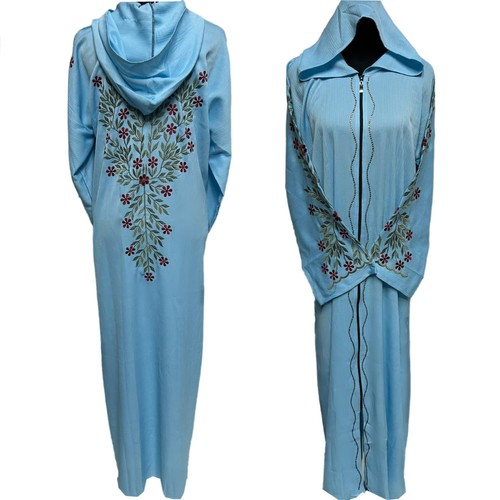 Light blue women hooded abaya - women,