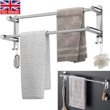Stainless Steel Single Double Towel Rail Holder Wall Mounted Bathroom Rack Shelf