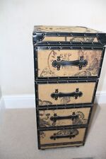 Used vintage black and hessian  narrow chest of drawers