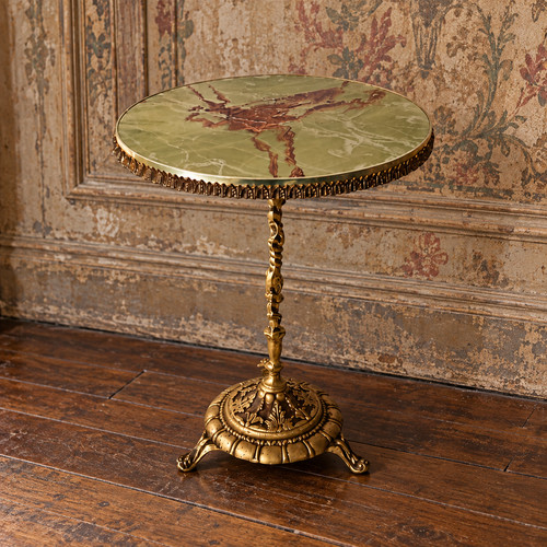 Vintage brass side table - side,