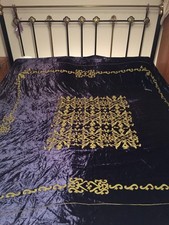BNWOT Navy Velvet Lined King Size Throw - never used