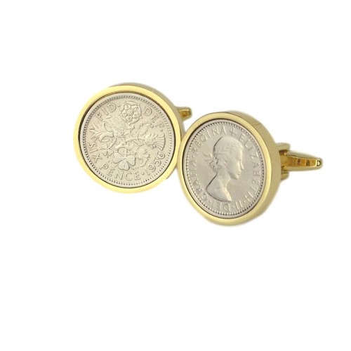 Lucky sixpence cufflinks with - cufflinks,