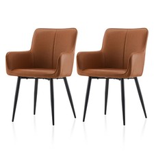 Set of 2 Dining Chairs PU Leather Kitchen Chair for Dining Room Multicolor