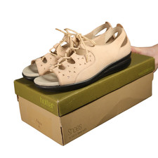 Hotter Sandals Womens Size UK 6 Beige Nubuck Tahiti Leather Lace-Up Gladiator