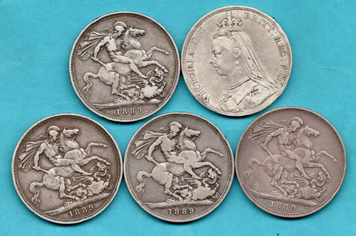 1889 silver crown coins - 5,