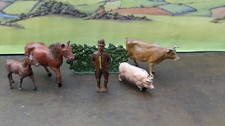Vintage metal toy farmer - vintage,