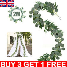 2M Artificial Fake Eucalyptus Willow Garland Leaf Vine Leaves Wedding Decor UK