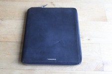 DKNY Black Leather Business Portfolio Case, Zippered Document Folder