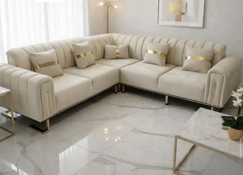Velvet beige gold - beige/gold, sofa
