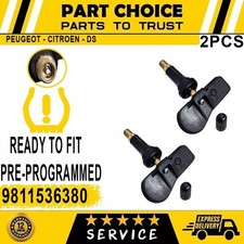 2X PRE-CODED TPMS Tyre Pressure Sensor For Peugeot 207 301 308 3008 508 5008 RCZ