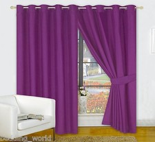 EYELET FAUX SILK PURPLE
