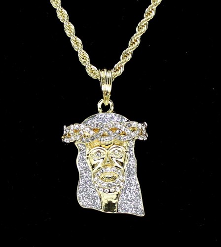 14k gold plated jesus piece - gold,