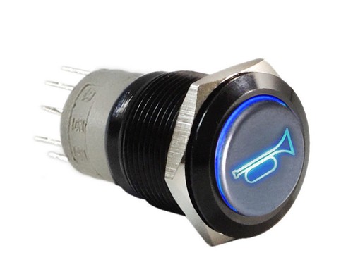 12v 19mm momentary blue led - blue,