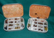 2 vintage Hardy & Wheatley 12 comp dry fly boxes & flies